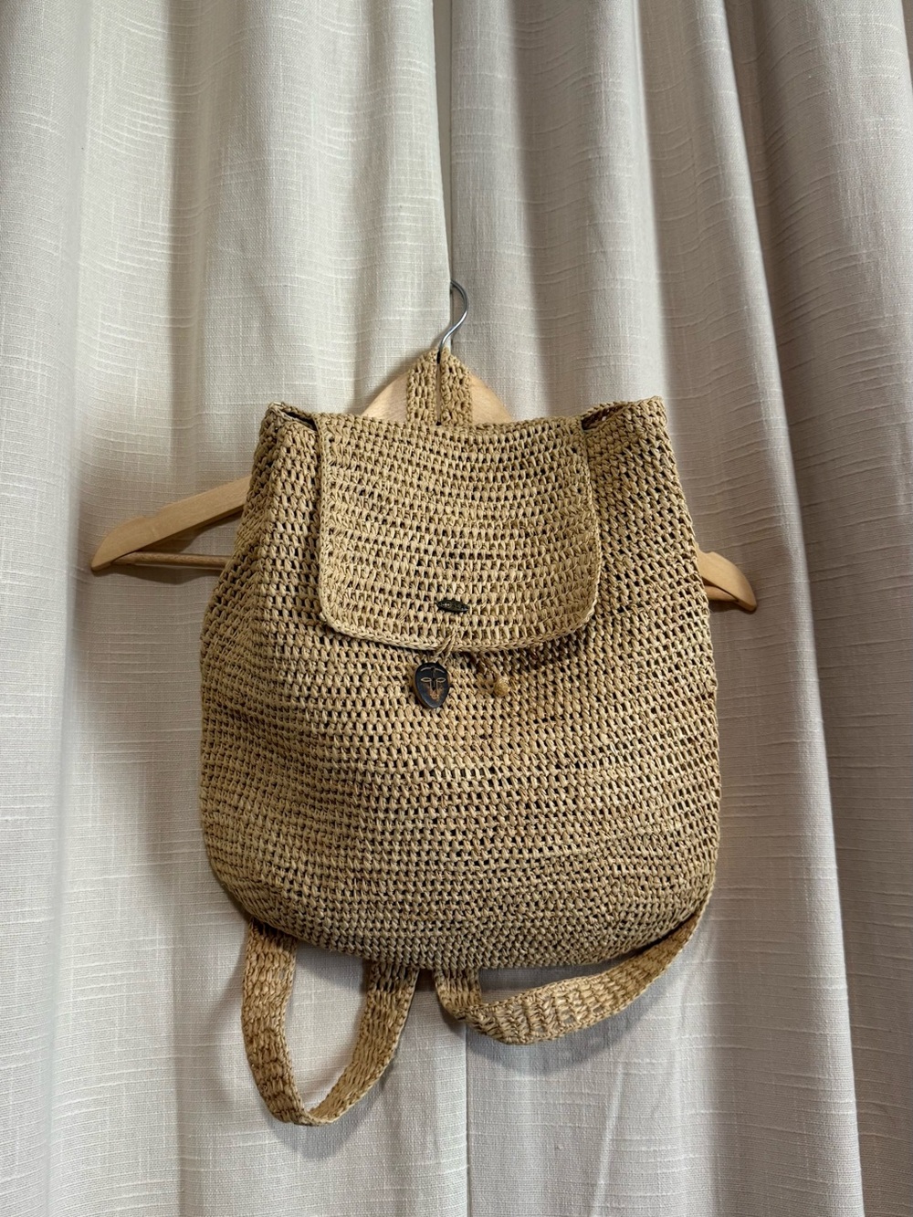Scala Woven Straw Backpack in Natural Tan